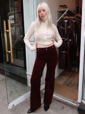 Kimberly Flare With Horsebit in Corduroy Mahogany