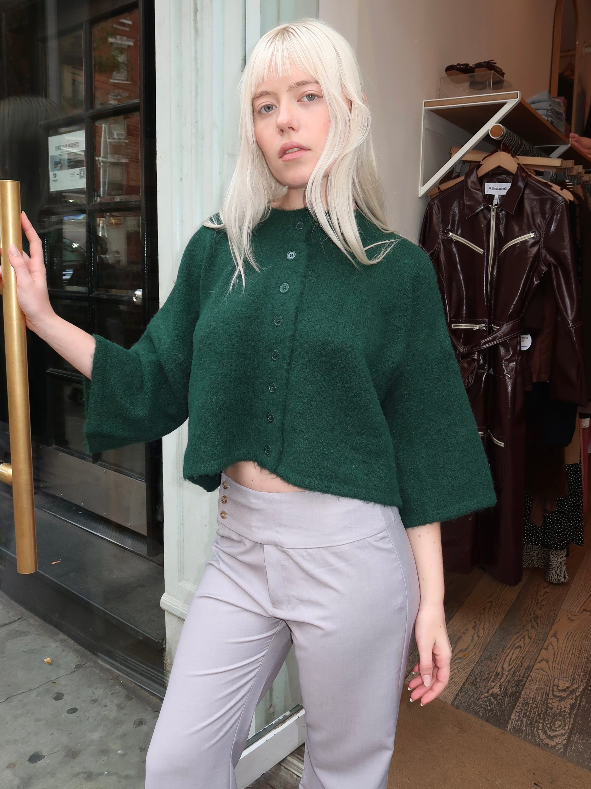 Martha Sweater Card in Dark Green