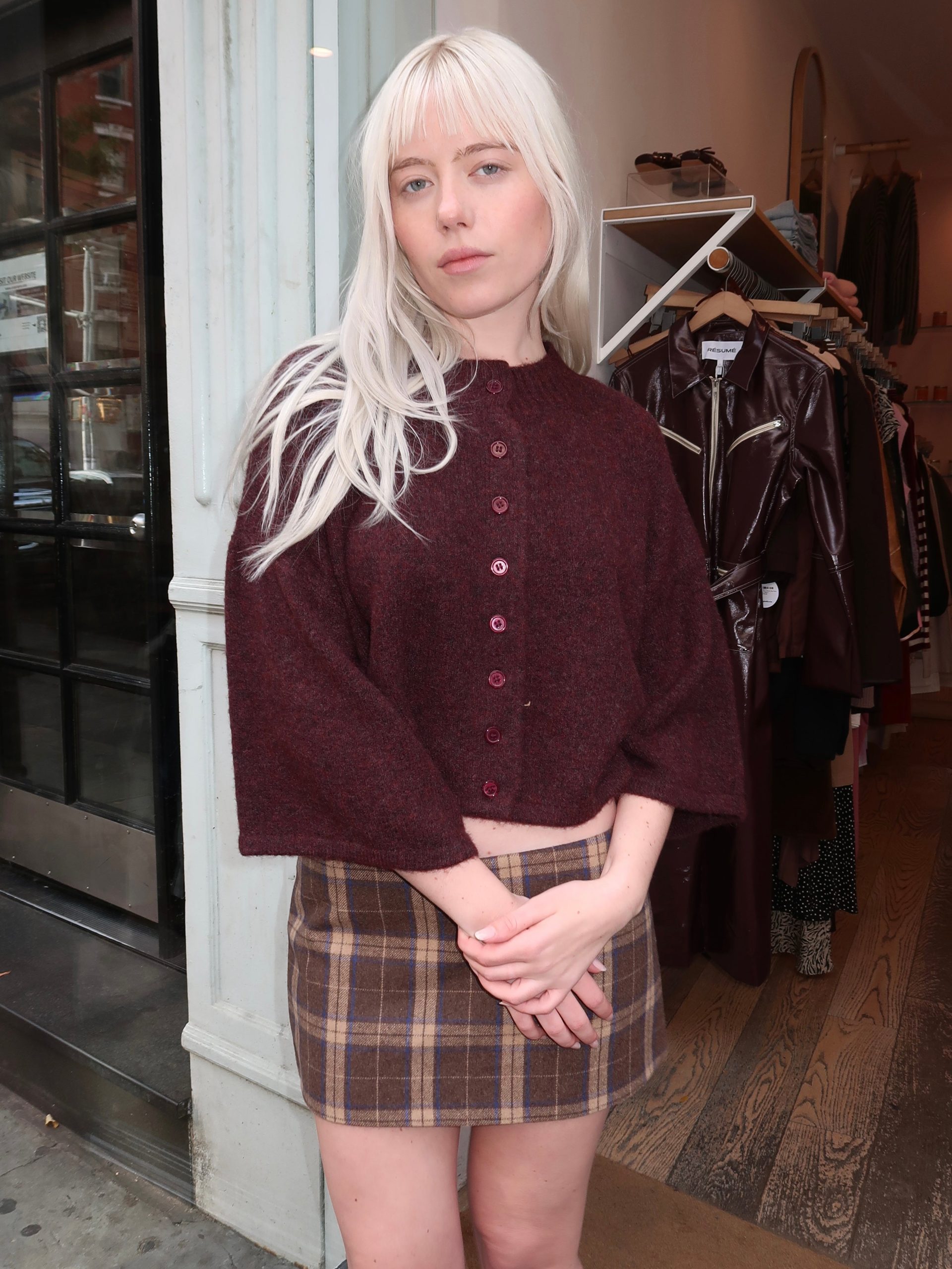 Martha Sweater Cardi in Berry - Image 4