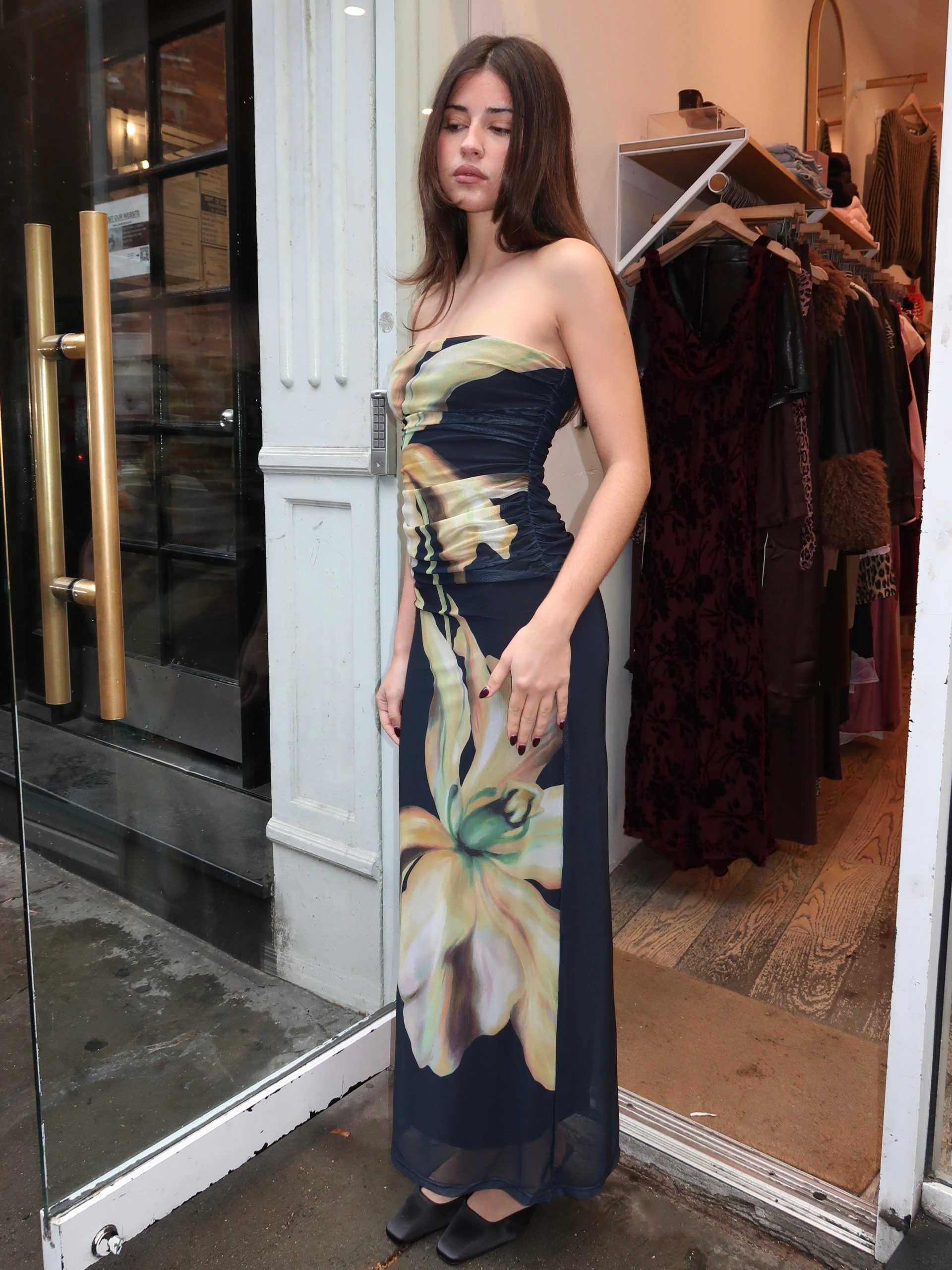 Sura Strapless Dress in Midnight Lilium - Image 2