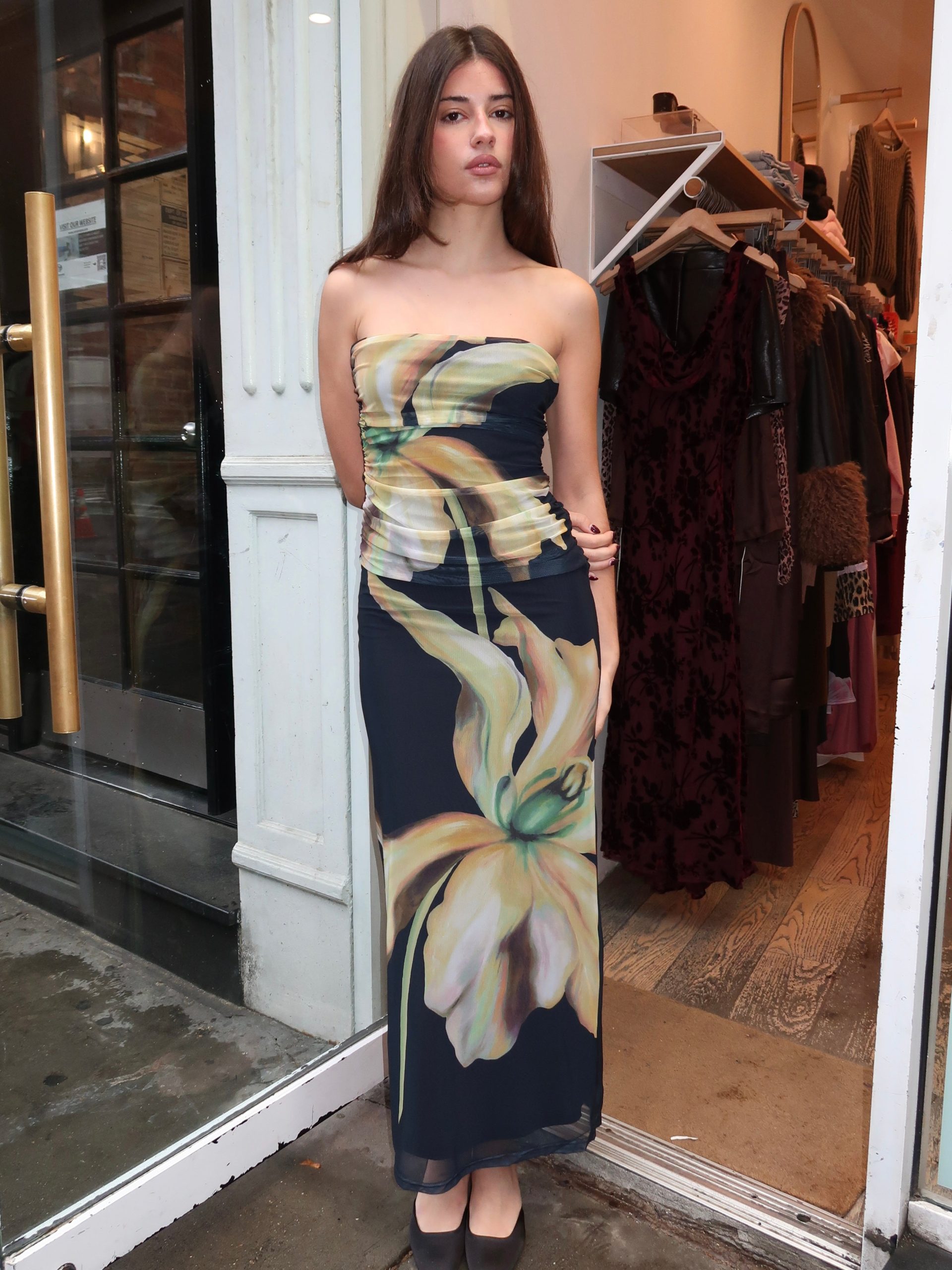 Sura Strapless Dress in Midnight Lilium - Image 4